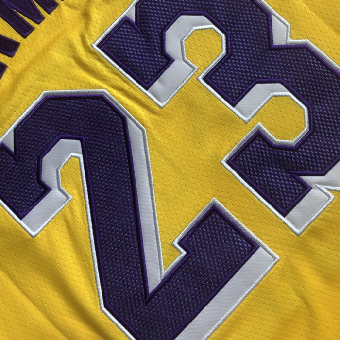 2025 Lakers James #23 Yellow Top Quality Dense Embroidery NBA Jersey