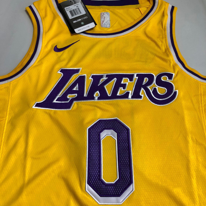 Lakers Westbrok #0 Yellow City Version Top Quality Dense Embroidery NBA Jersey