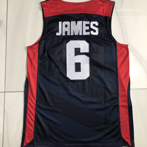 2012 Olympic USA James #6 Blue Top Quality Dense Embroidery NBA Jersey
