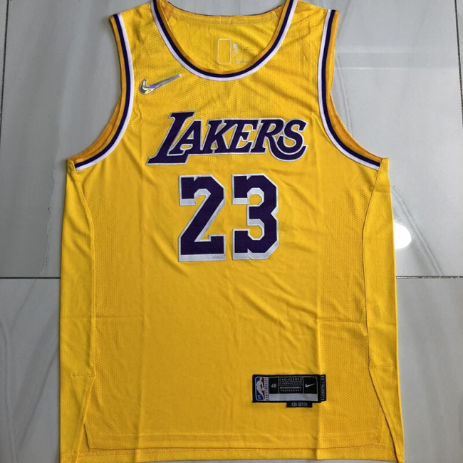 Lakers James #23 Yellow AU Player Edition Top Quality Dense Embroidery NBA Jersey