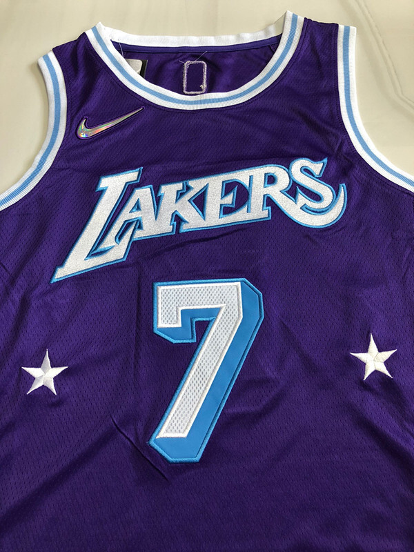Lakers Anthony #7 Purple City Version Top Quality Dense Embroidery NBA Jersey
