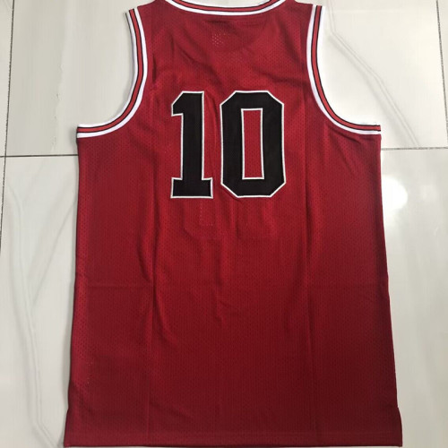 1996-1997 Slam Dunk Hanamichi Sakuragi #7 Red Top Quality Dense Embroidery NBA Jersey