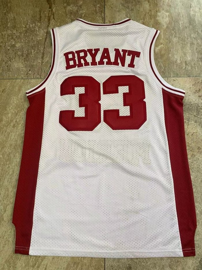 1996 Lower Merion Bryant #33 White Retro Top Quality Dense Embroidery NBA Jersey