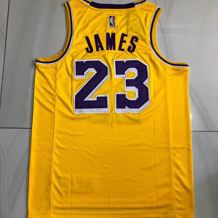 Lakers James #23 Yellow Retro Top Quality Dense Embroidery NBA Jersey