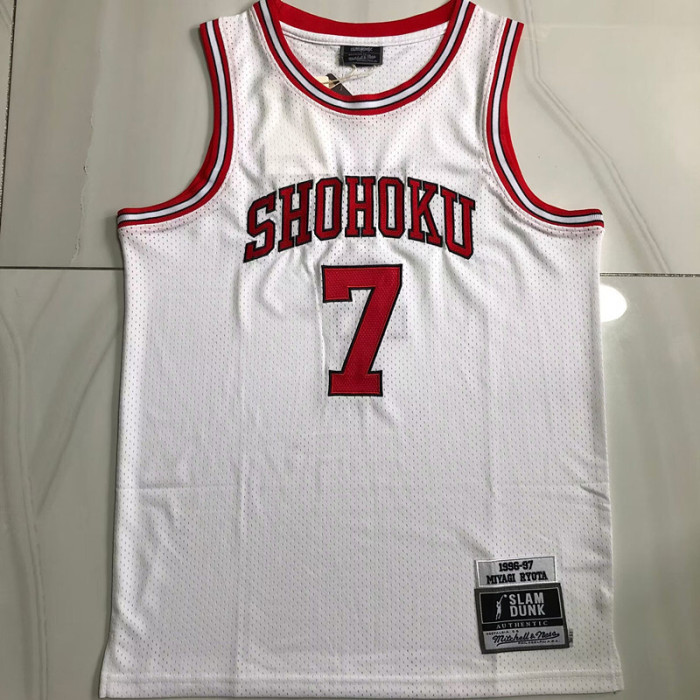 1996-1997 Slam Dunk Miyagi Ryota #7 White Top Quality Dense Embroidery NBA Jersey