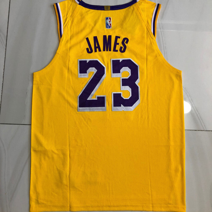 Lakers James #23 Yellow AU Player Edition Top Quality Dense Embroidery NBA Jersey