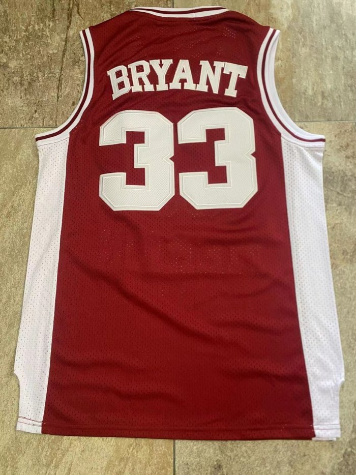 1996 Lower Merion Bryant #33 Red Retro Top Quality Dense Embroidery NBA Jersey