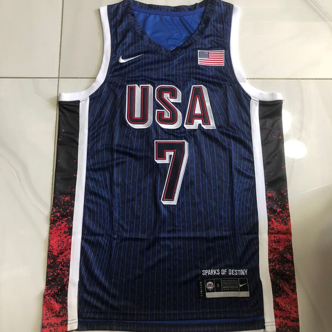 2024 Olympic USA Durant #7 Blue Top Quality Dense Embroidery NBA Jersey