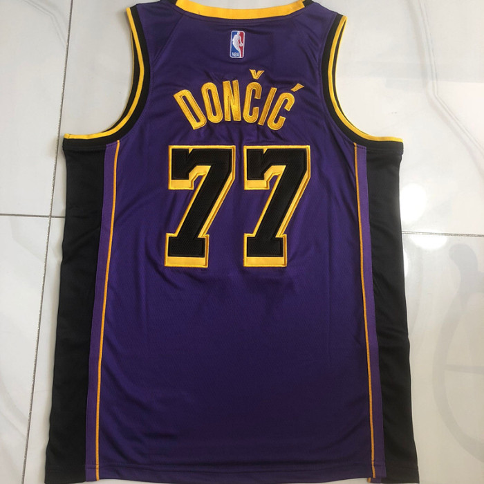 2025 Lakers Doncic #77 Purple Top Quality Dense Embroidery NBA Jersey