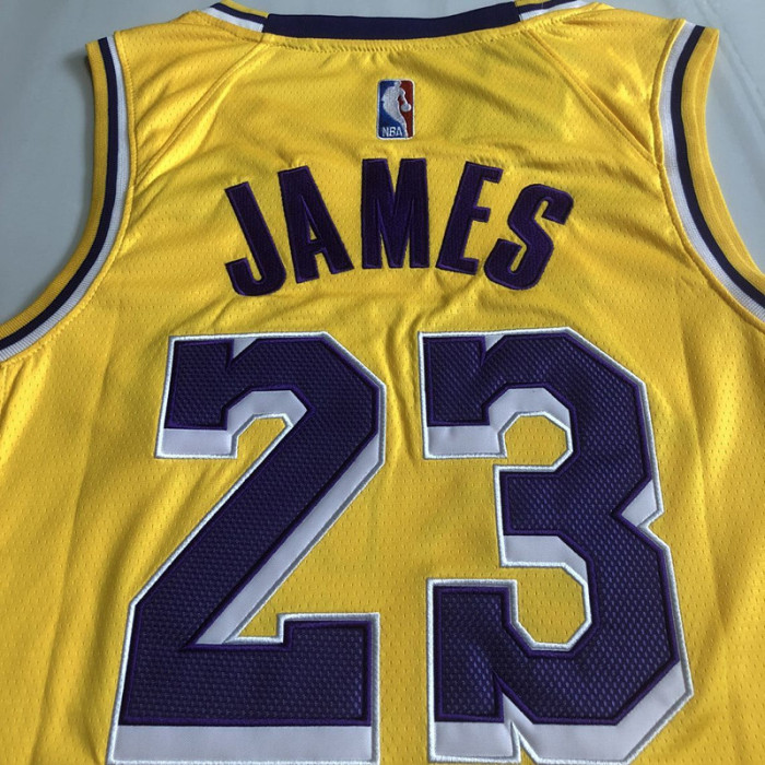 2025 Lakers James #23 Yellow Top Quality Dense Embroidery NBA Jersey