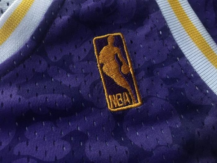1996-1997 M&N Lakers BAPE #93 Retro Top Quality Dense Embroidery NBA Jersey