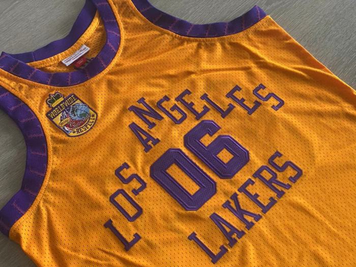 Worldwide Respect Lakers Bogeda #06 Top Quality Dense Embroidery NBA Jersey