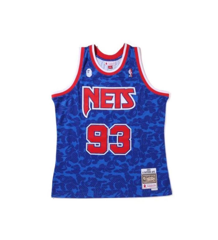 1993 M&N Nets BAPE #93 Retro Top Quality Dense Embroidery NBA Jersey