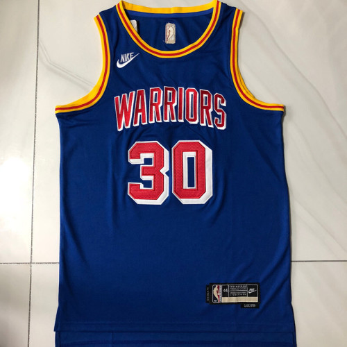 2025 Warriors Curry #30 Retro Blue Top Quality Dense Embroidery NBA Jersey