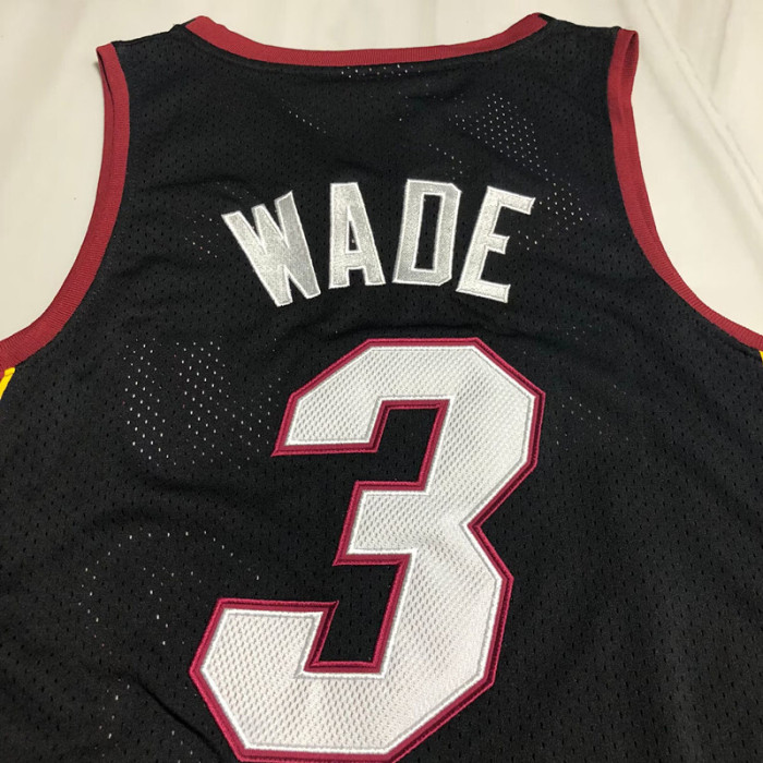 2012-2013 M&N Heat Wade #3 Black Retro AU Top Quality Dense Embroidery NBA Jersey