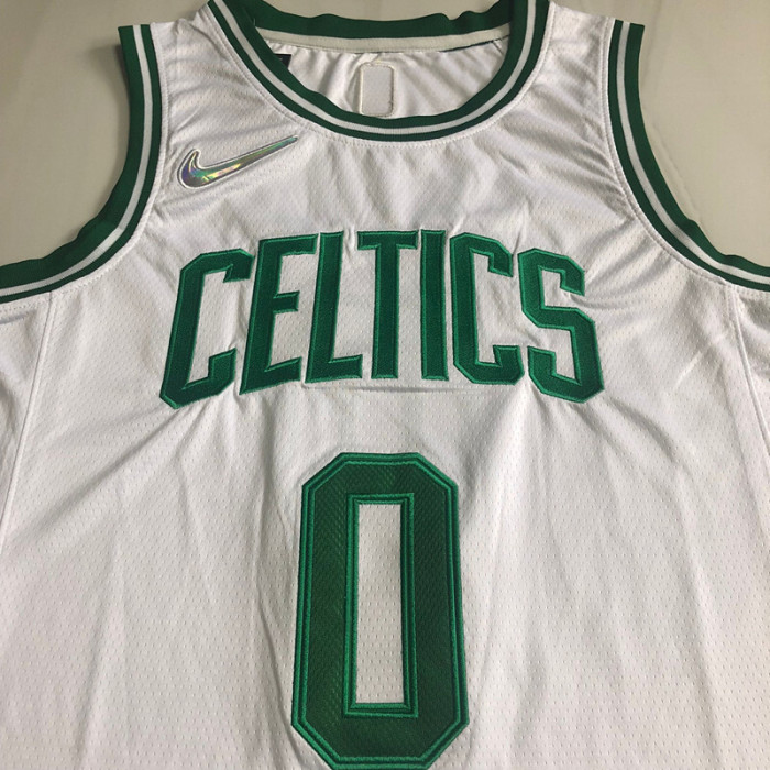 Celtic Tatum #0 White 75th anniversary Top Quality Dense Embroidery NBA Jersey
