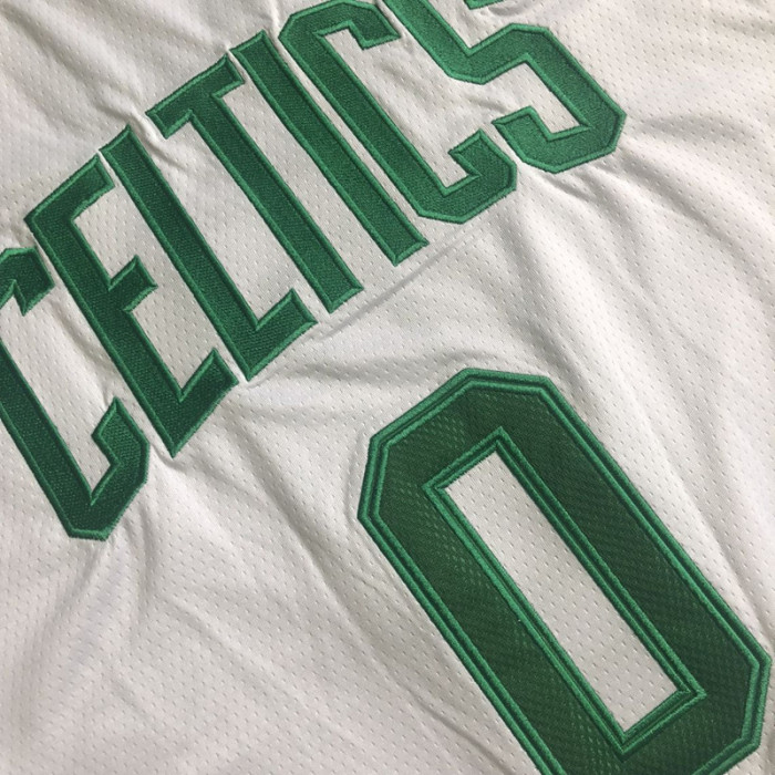 Celtic Tatum #0 White 75th anniversary Top Quality Dense Embroidery NBA Jersey