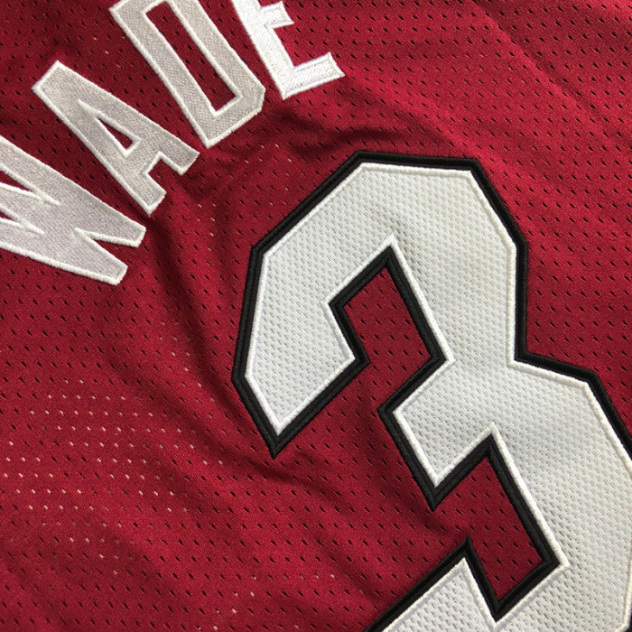 2005-2006 M&N Heat Wade #3 Red Retro AU Top Quality Dense Embroidery NBA Jersey