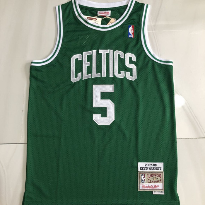 2007-2008 Celtics Garnett #5 Green Top Quality Dense Embroidery NBA Jersey