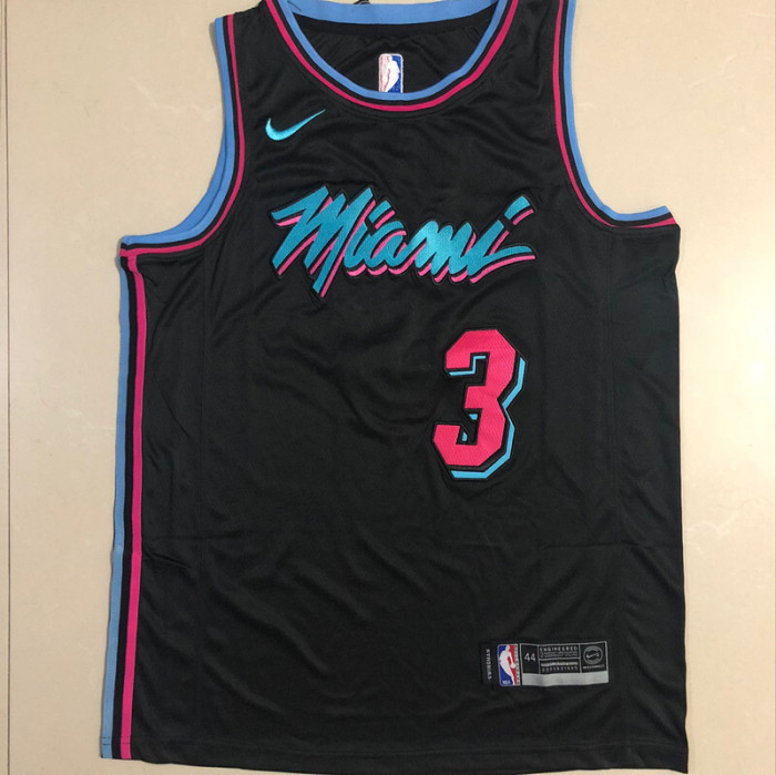 Heat Wade #3  Black City Version Top Quality Dense Embroidery NBA Jersey