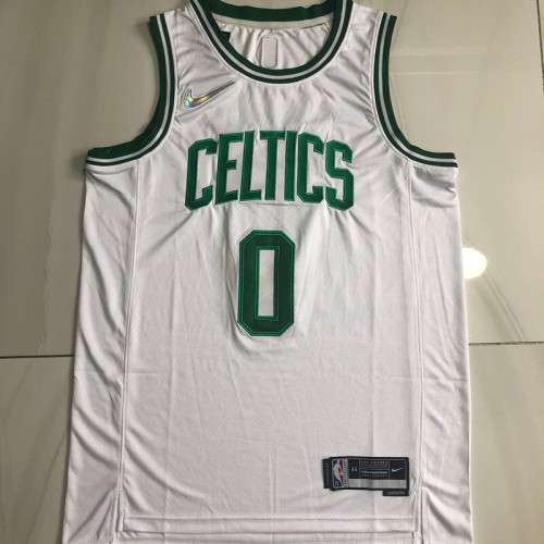 Celtic Tatum #0 White 75th anniversary Top Quality Dense Embroidery NBA Jersey