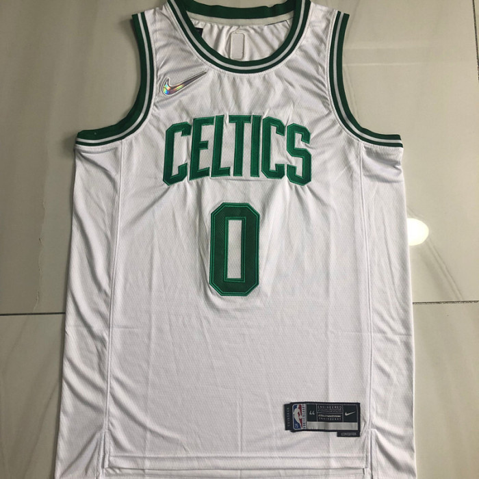 Celtic Tatum #0 White 75th anniversary Top Quality Dense Embroidery NBA Jersey