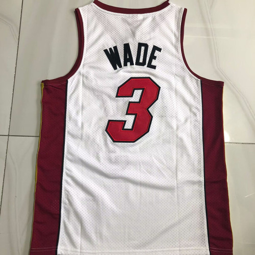 2005-2006 M&N Heat Wade #3 White Retro AU Top Quality Dense Embroidery NBA Jersey