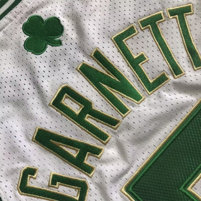2007-2008 Celtics Garnett #5 White Top Quality Dense Embroidery NBA Jersey