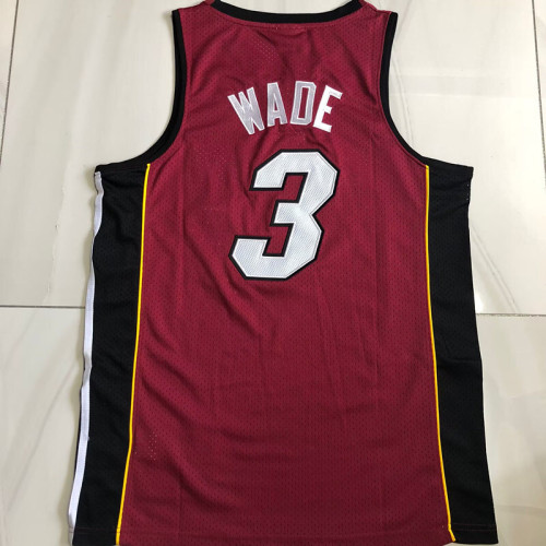 2005-2006 M&N Heat Wade #3 Red Retro AU Top Quality Dense Embroidery NBA Jersey