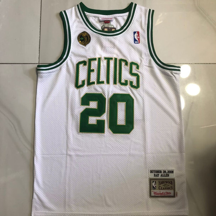 2007-2008 M&N Celtics Allen #20 White Top Quality Dense Embroidery NBA Jersey
