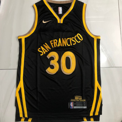 2024 Warriors Curry #30 City Version Black Top Quality Dense Embroidery NBA Jersey