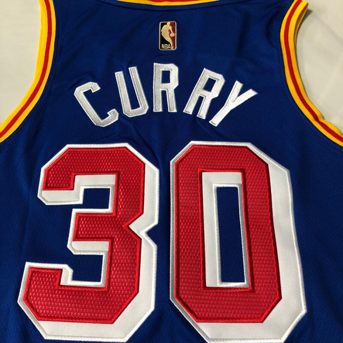 2025 Warriors Curry #30 Retro Blue Top Quality Dense Embroidery NBA Jersey