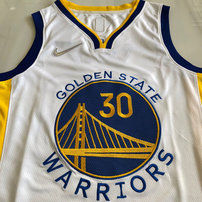 Warriors Curry #30 75th Anniversary Diamond Edition White Top Quality Dense Embroidery NBA Jersey