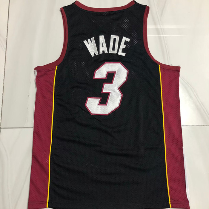 2012-2013 M&N Heat Wade #3 Black Retro AU Top Quality Dense Embroidery NBA Jersey