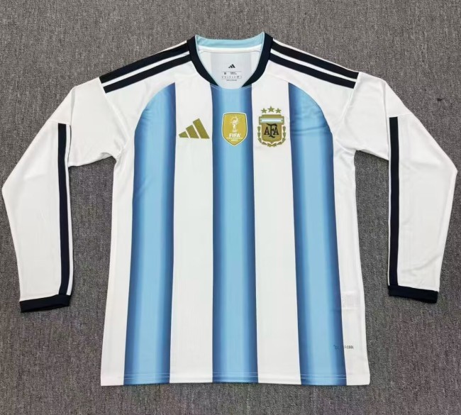 2026 World Cup Argentina Home Long Sleeve Fans Soccer Jersey