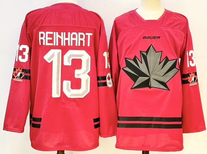 2026 Team Canada Olympics Hockey Red New Pattern Jersey