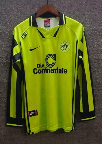 1996 Dortmund Away Black Long sleeves Retro Soccer Jersey
