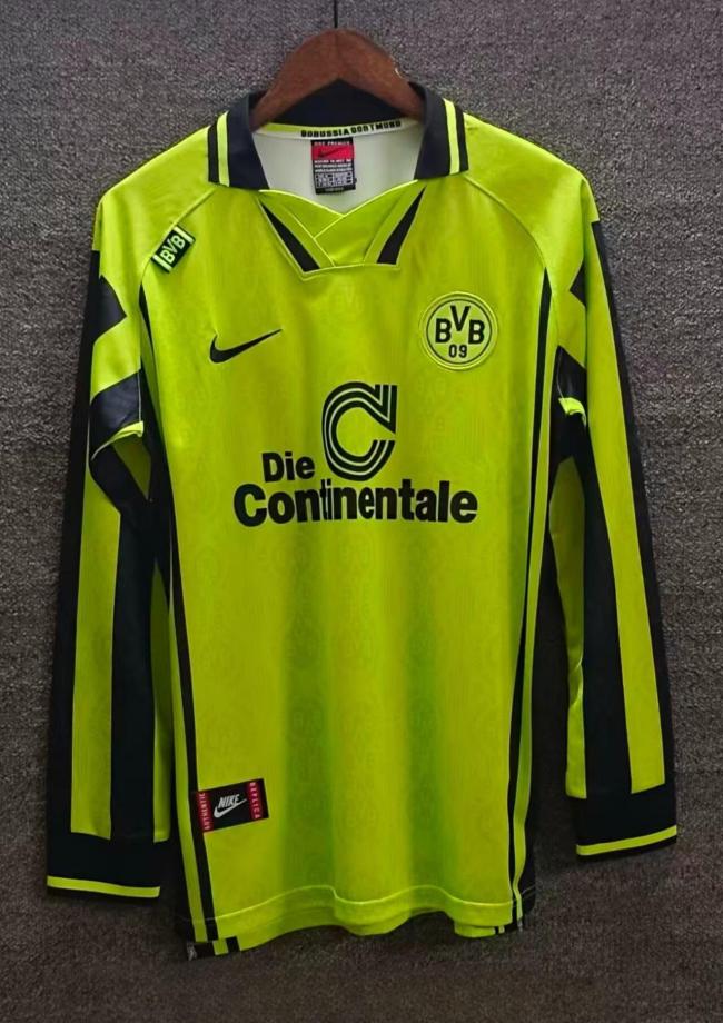 1996 Dortmund Away Black Long sleeves Retro Soccer Jersey