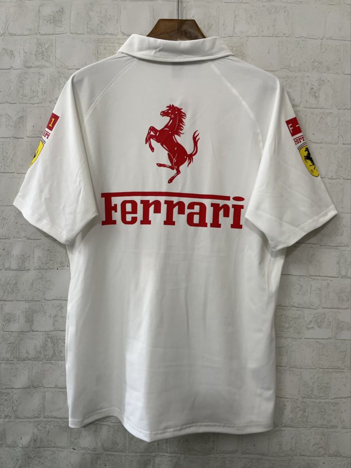 2025 F1 Ferrari New Pattern White Short Sleeve Racing Suit
