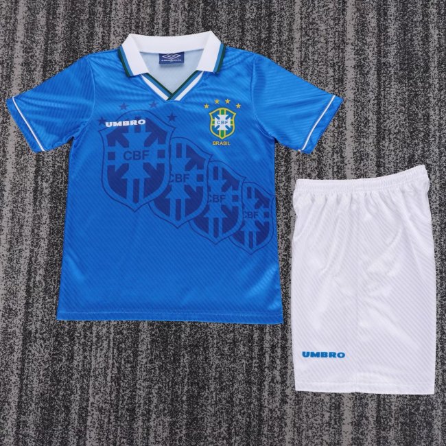 1996 Brazil Away Retro Kids Soccer Jersey