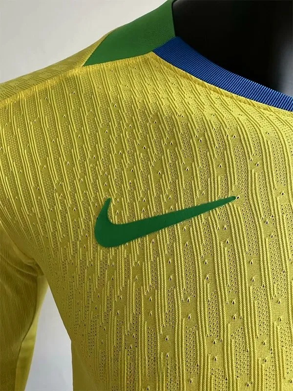 25-26 Brazil Home Long Sleeve Player Version Soccer Jersey (长袖球员)*带星