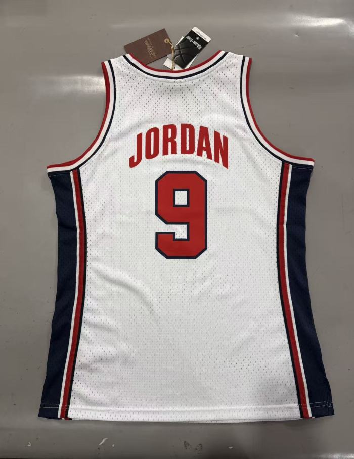 Michael Jordan #9 1992 USA Dream Team Olympics Vintage Champion Hot-Pressing Jersey