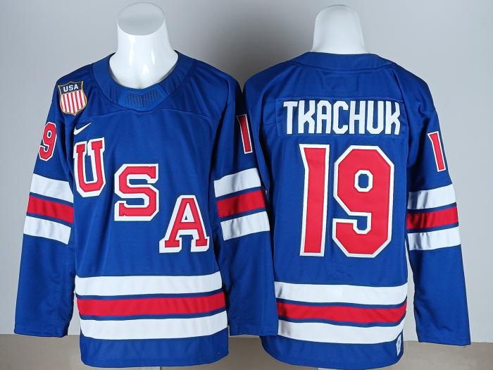 2026 Team USA Olympics Hockey Blue New Pattern Jersey