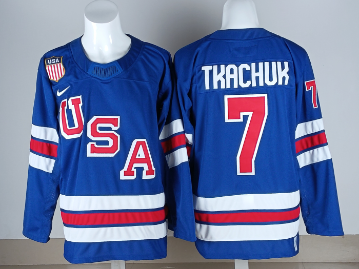 2026 Team USA Olympics Hockey Blue New Pattern Jersey