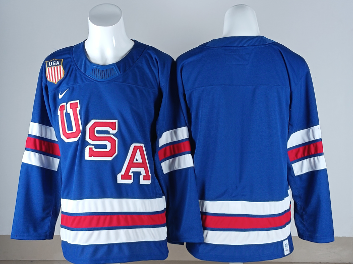 2026 Team USA Olympics Hockey Blue New Pattern Jersey