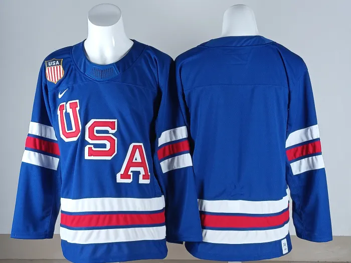 2026 Team USA Olympics Hockey Blue New Pattern Jersey