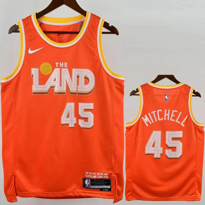 25-26 Cleveland Cavaliers MITCHELL #45 Orange City Edition Top Quality Hot Pressing NBA Jersey