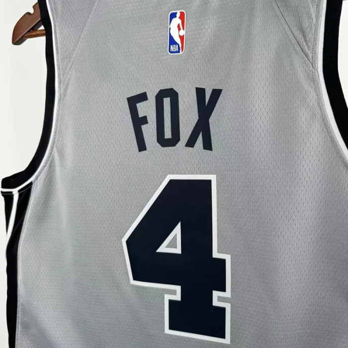 25-26 SA Spurs FOX #4 Grey Top Quality Hot Pressing NBA Jersey