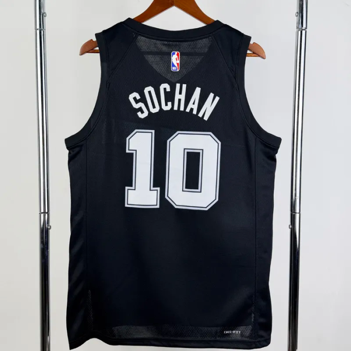 25-26 SA Spurs SOCHAN #10 Black City Edition Top Quality Hot Pressing NBA Jersey (V领）