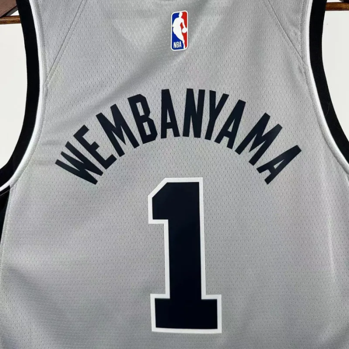25-26 SA Spurs WEMBANYAMA #1 Grey Top Quality Hot Pressing NBA Jersey